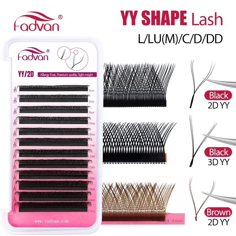 Eyelash Extension Yy - FADVAN YY/SYY Form L/LU(M)/C/D/DD Braune Wimpernverlängerung