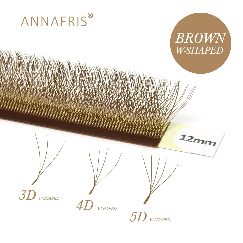 Eyelash Extension Yy - ANNAFRIS Braune W-förmige Wimpernverlängerungen 2D 3D