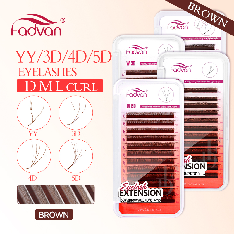 Eyelash Extension Yy - FADVAN Braune 4D/3D/5D Wimpern W-förmige Wimpern