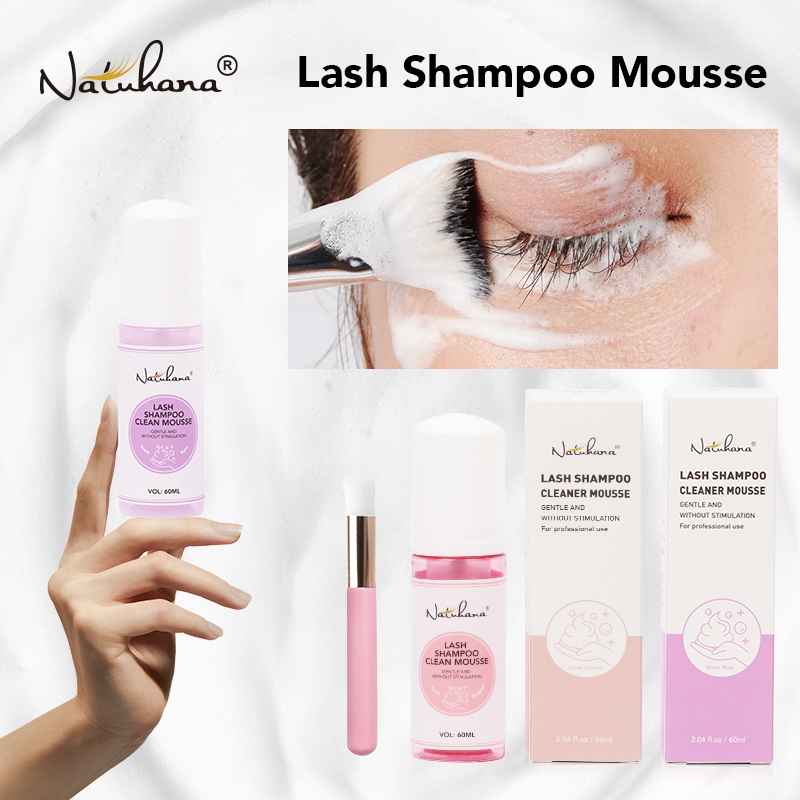 Eyelash Extension Double Lash - Natuhana 60 ml Wimpernverlängerungsshampoo Mousse Falsche