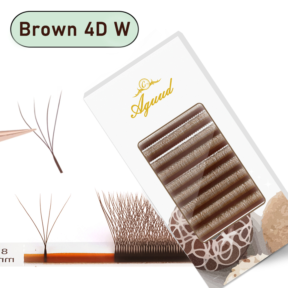 Eyelash Extension Yy - AGUUD Braune W-förmige YY-Wimpernverlängerungen, vorgefertigter Volumenfächer,